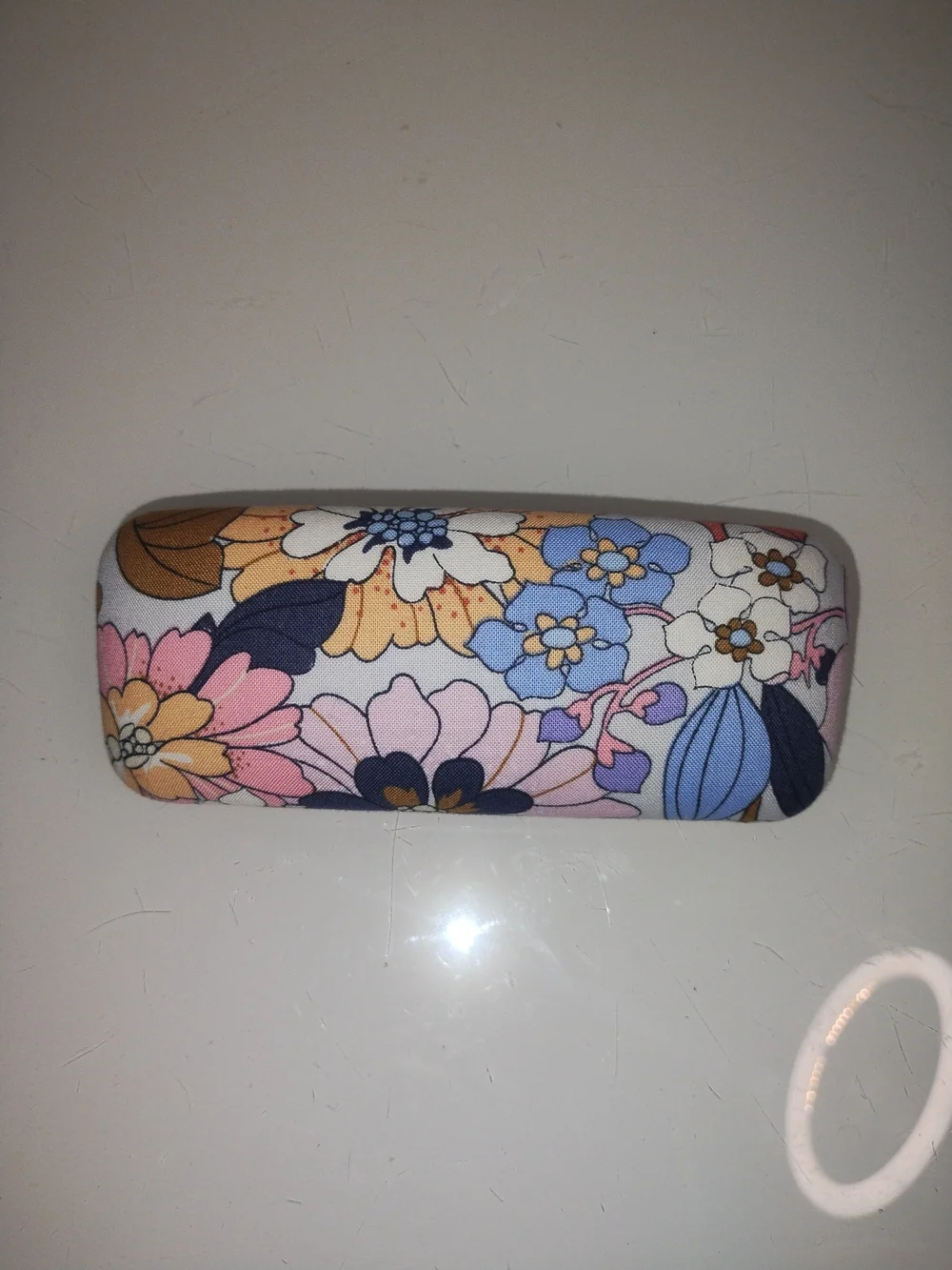 Vera Bradley Pink Floral Eyeglass Case with Navy Accents